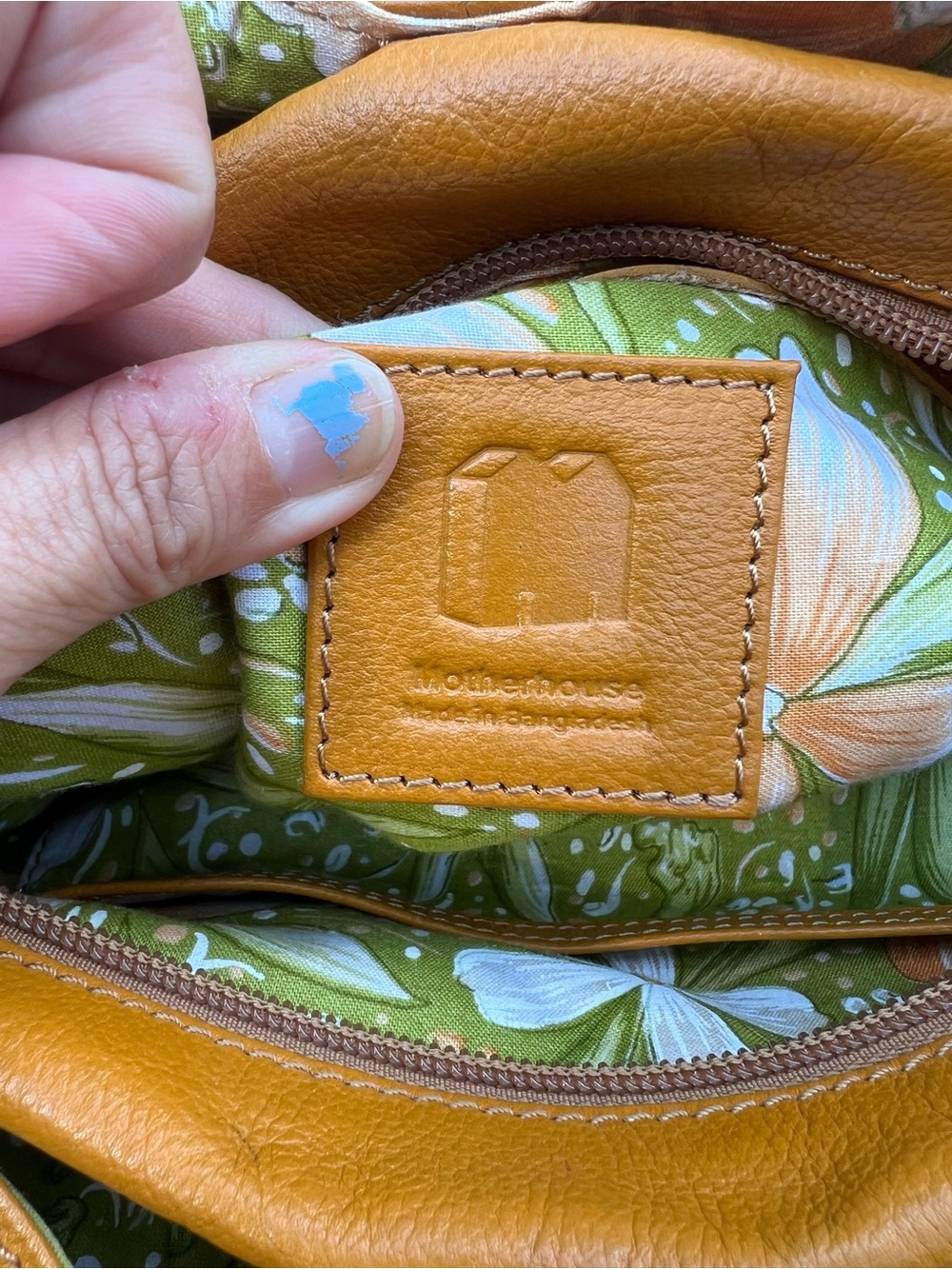 Motherhouse Leather Hobo Shoulder Bag Mustard Yellow Woven Handle Floral Lined - Picture 9 of 10